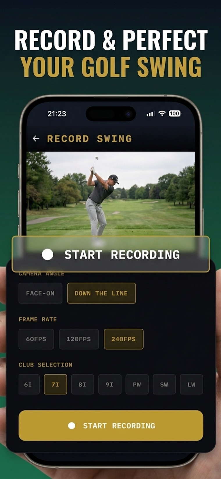 Swing Lab golf swing analysis with slow-motion playback and drawing tools